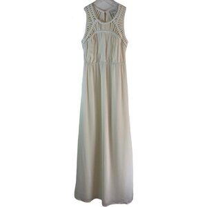 Sabine White Sleeveless Maxi Dress With Strappy Yoke Size Small